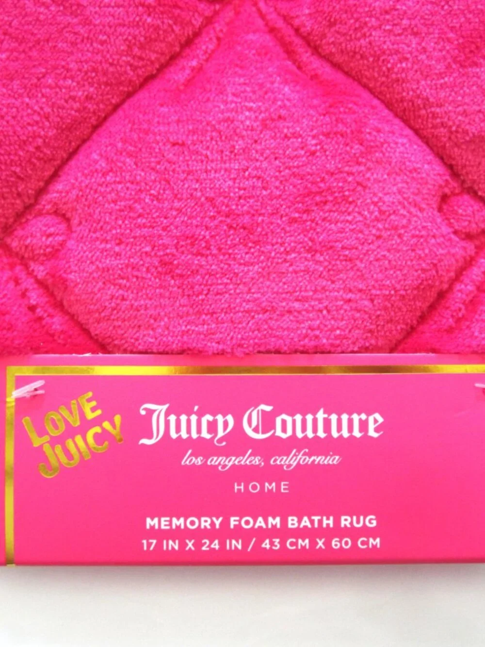 Juicy Couture Hot Pink Bow Memory Foam Bath Rug